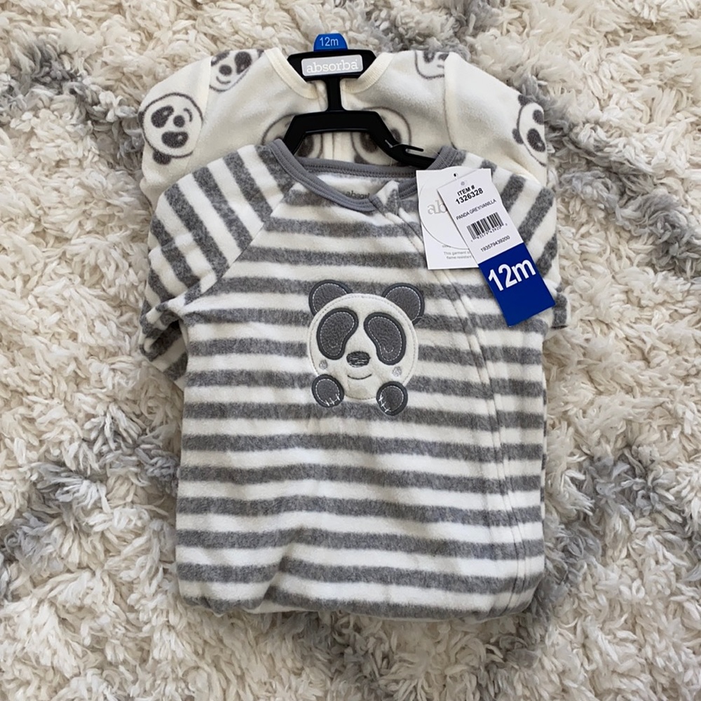 NWT 12 month Absorba fleece sleepers